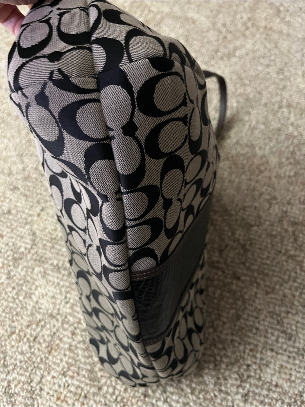 Coach Signature Canvas Python Pattern Shoulder Tote - Picture 7 of 10
